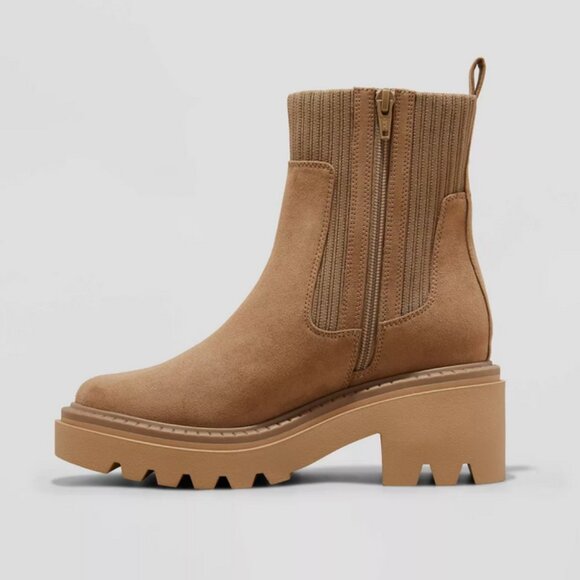 Women's Kyrie Chunky Heel Ankle Sock Boots Tan - Universal Thread Tan 7.5 - Picture 2 of 11